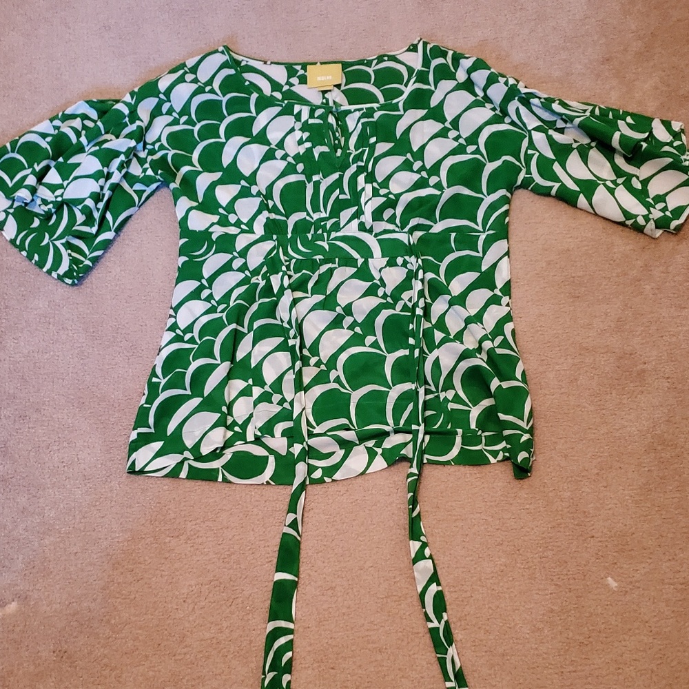 Anthropologie Maeve tie-black blouse